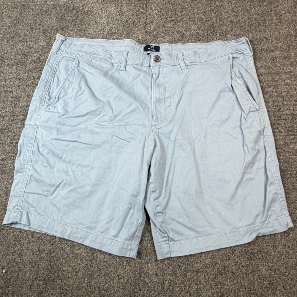 George Mens Size W40 Chino Shorts Light Blue Twill Flat Front Casual Summer